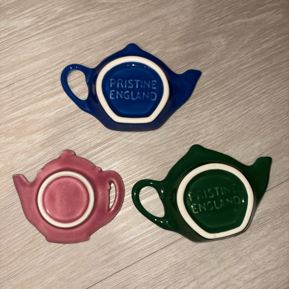 Pristine England Teapot Spoon Rests - Blue + Green (and Pink one included too!)